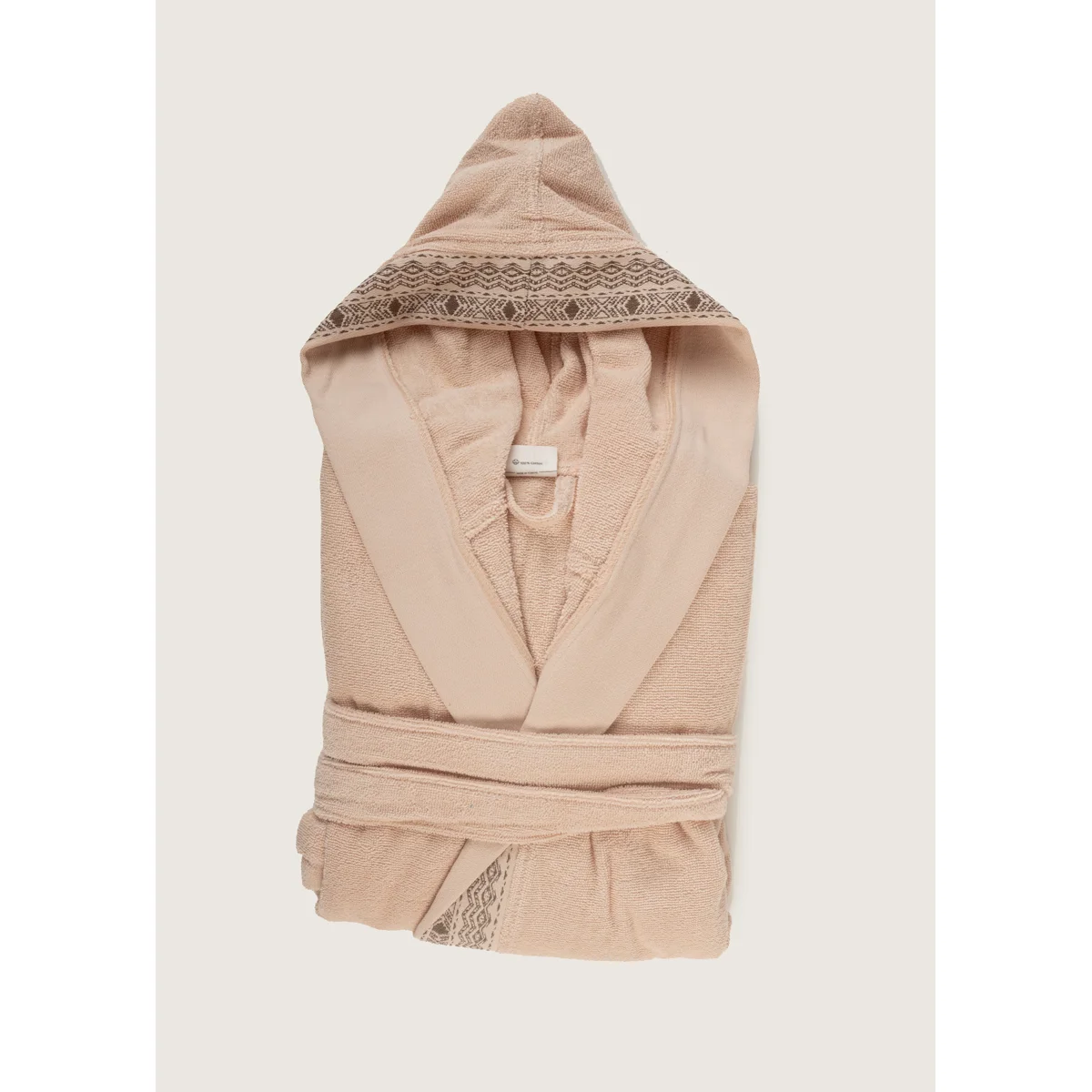 Manamo Blen Jacquard Hooded Bathrobe Cotton Blush L/XL