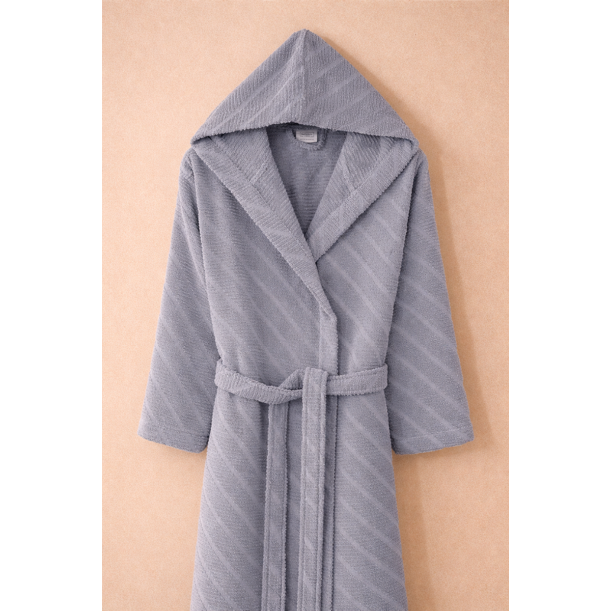 Manamo Dolce Bathrobe Cotton Grey Jaqcuard Hooded S/M