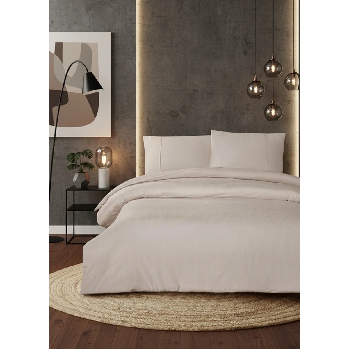 Manamo Luxury Bed Linen Set Stripe Saten Ecru  200x220 +240x260+50x70 cm (2 pcs.)