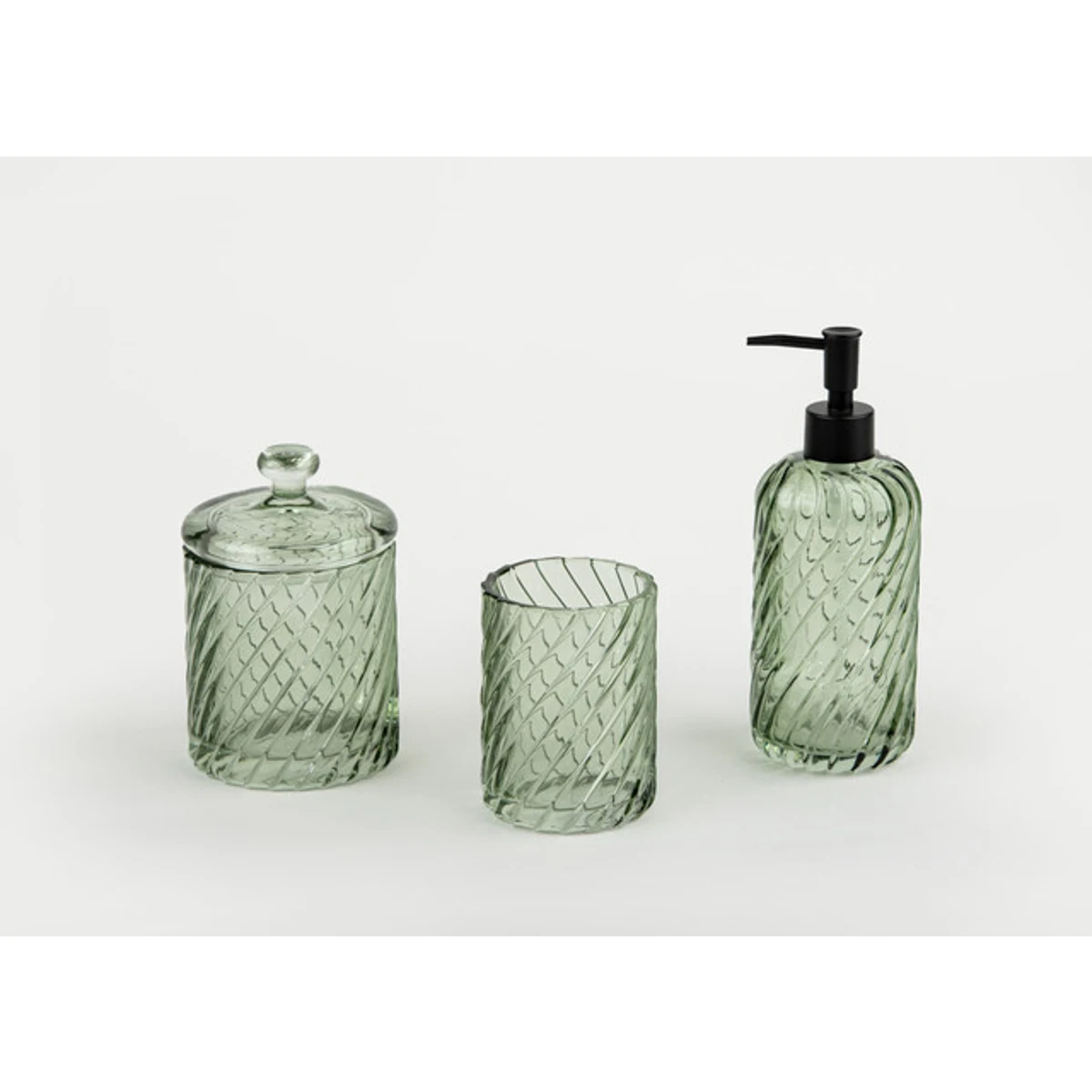 Manamo Pearl Toothpaste Dispenser Glass Green  8.2x8.2x11 cm