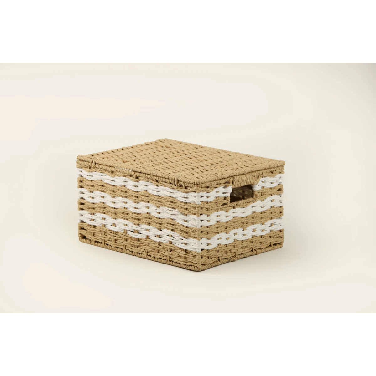 Manamo Pretty Lid Box Wicker Natural/White  33x24x16 cm