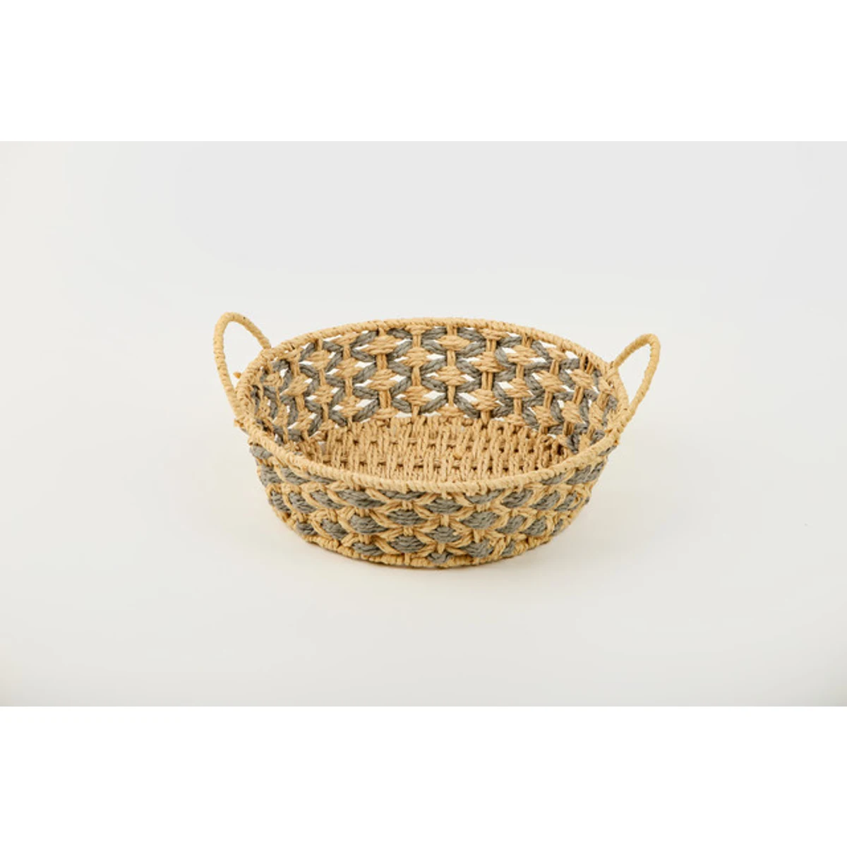 Manamo Bety Decorative Basket Wicker Natural/Grey Round 34x34x11 cm