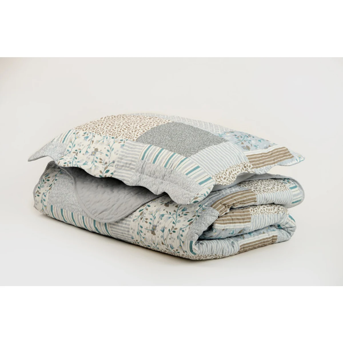 Manamo Mandy Bed Cover  Blue/Beige Single  180x240+50x70 cm