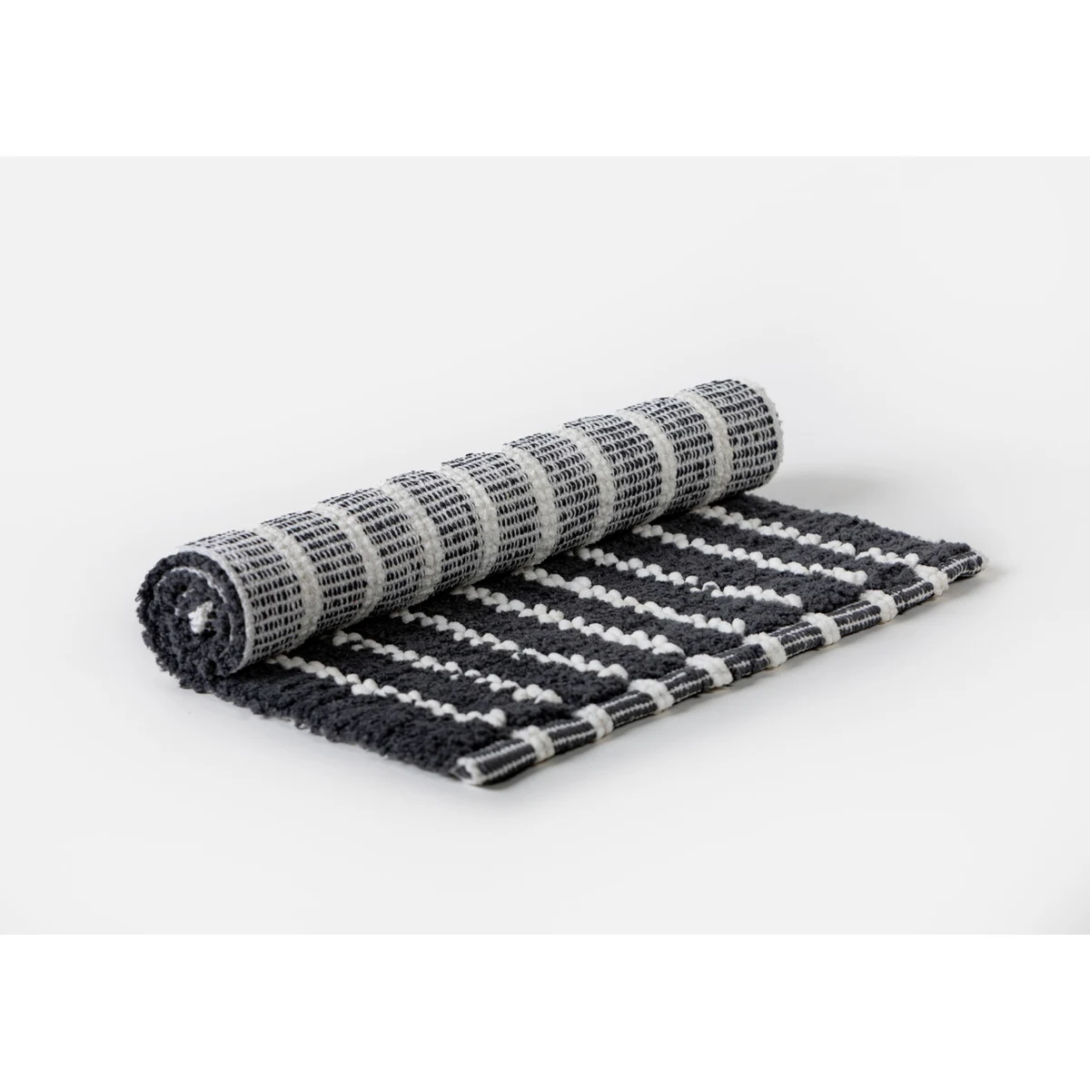 Manamo Dots Bath Mat Micro-chenille Black Hand-woven40x60 cm