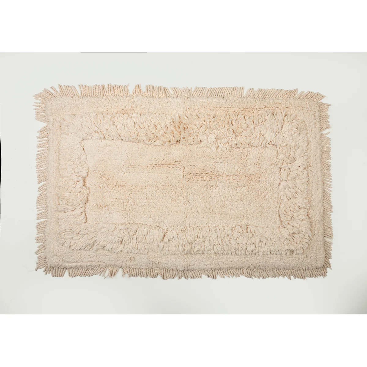 Manamo Lunel  Bath Mat Cotton Handwoven Fringed Powder 50x80 cm