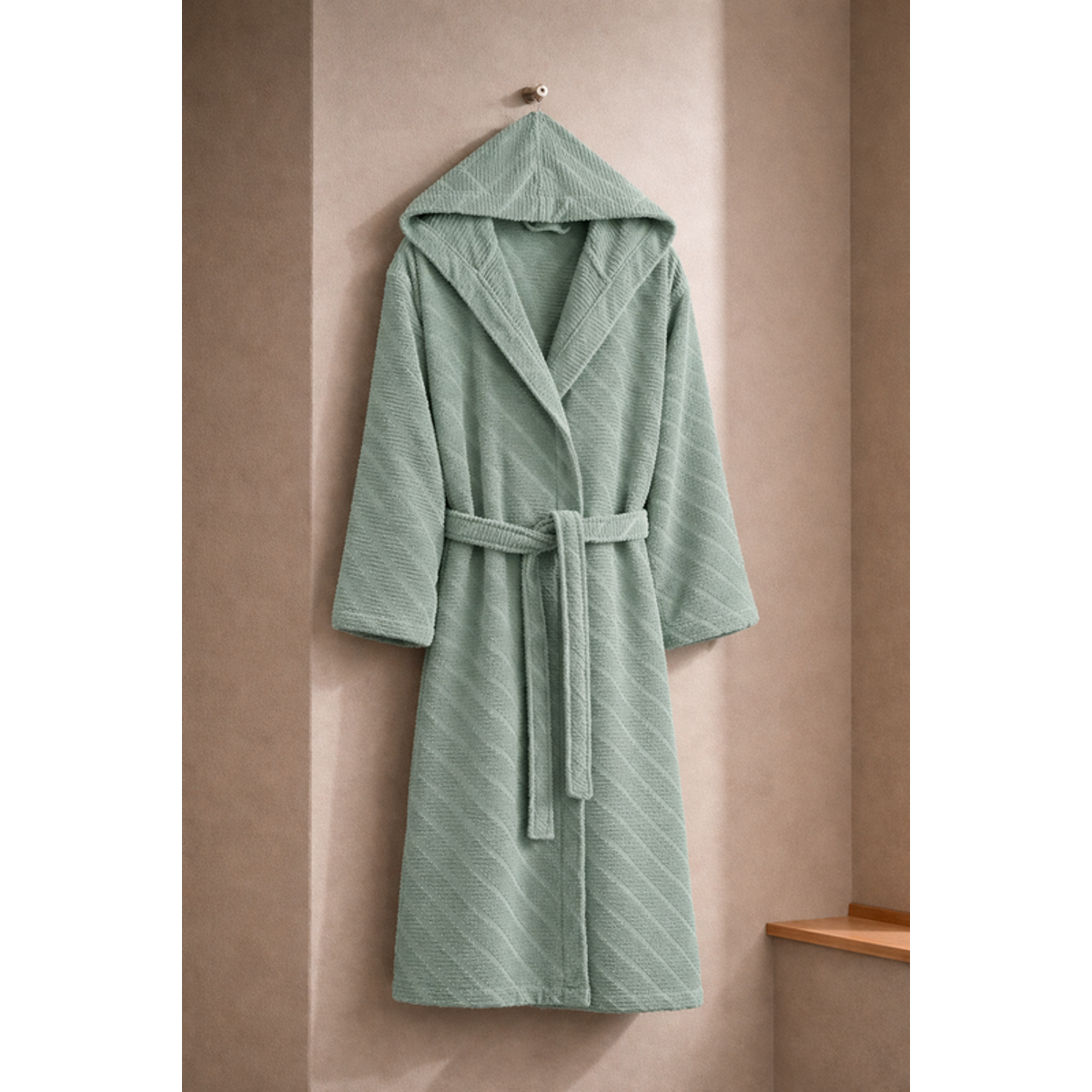 Manamo Dolce Bathrobe Cotton Cameo Jaqcuard Hooded S/M