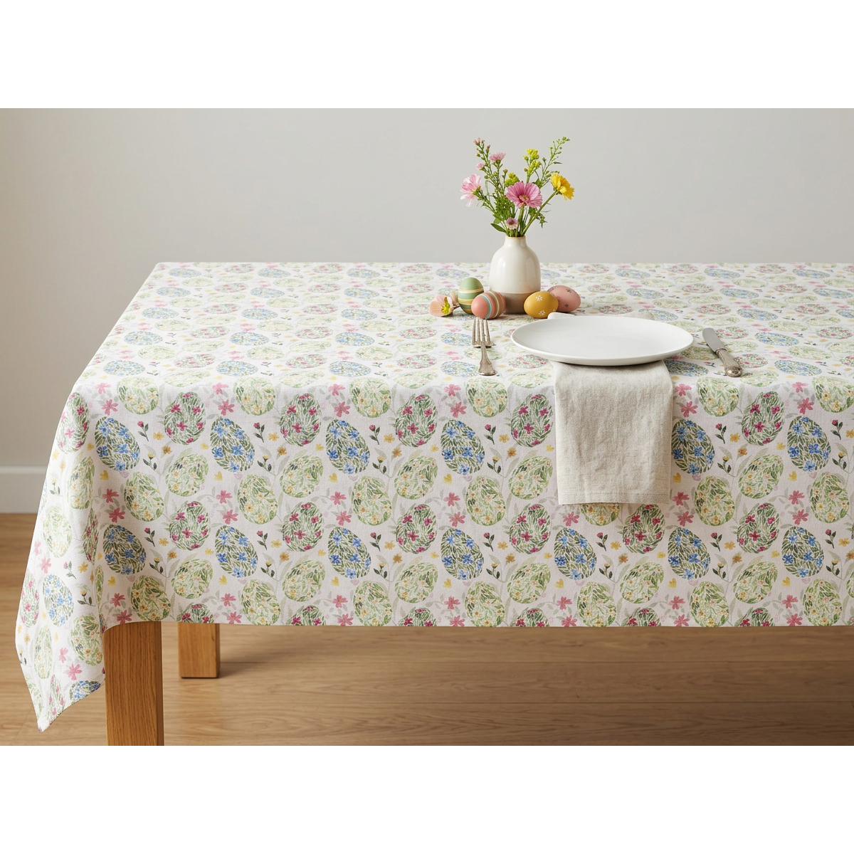 Manamo Floral Egg Table Cloth Cotton Multi  150x150 cm
