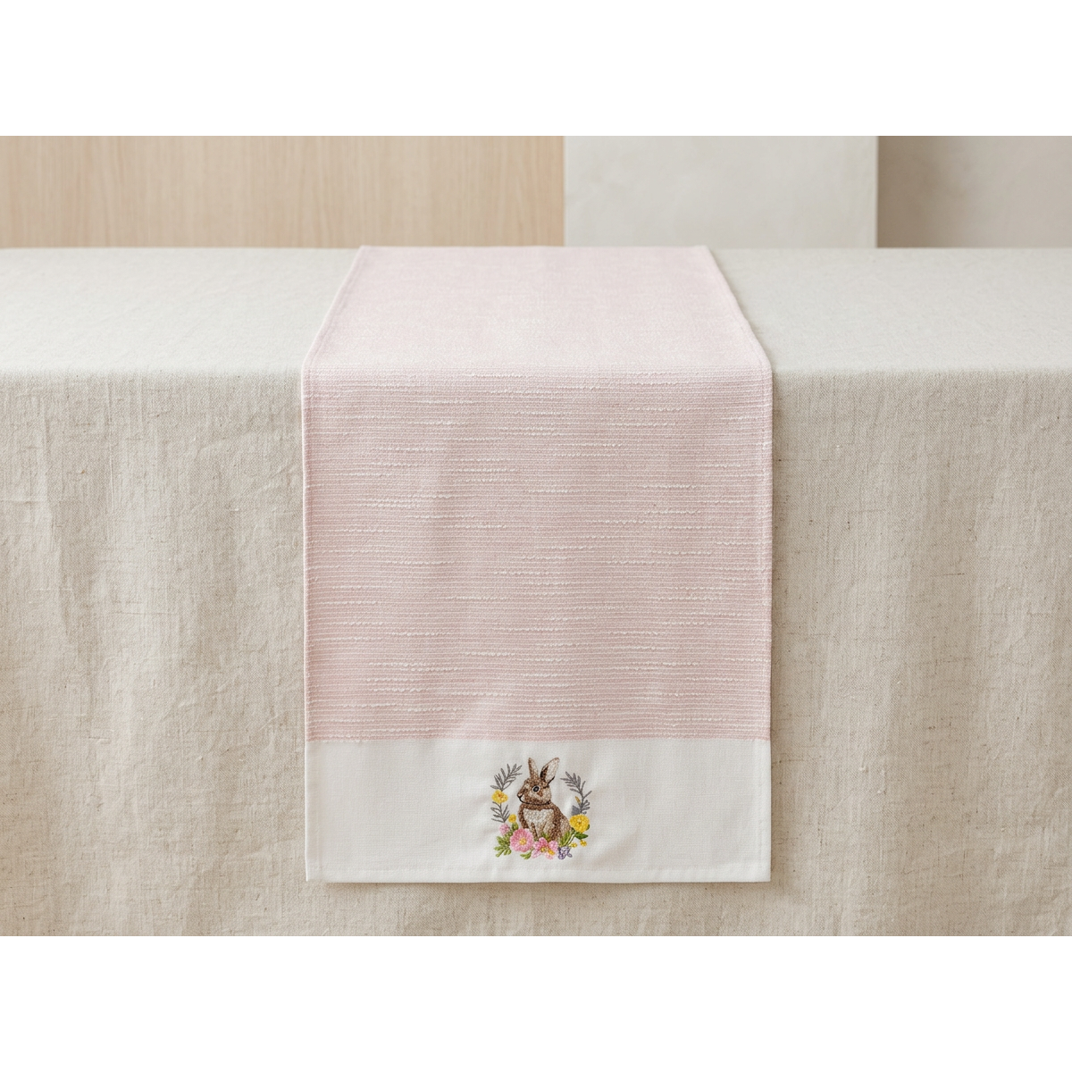 Manamo Floral Egg Runner Cotton Pink Easter 40x140 cm