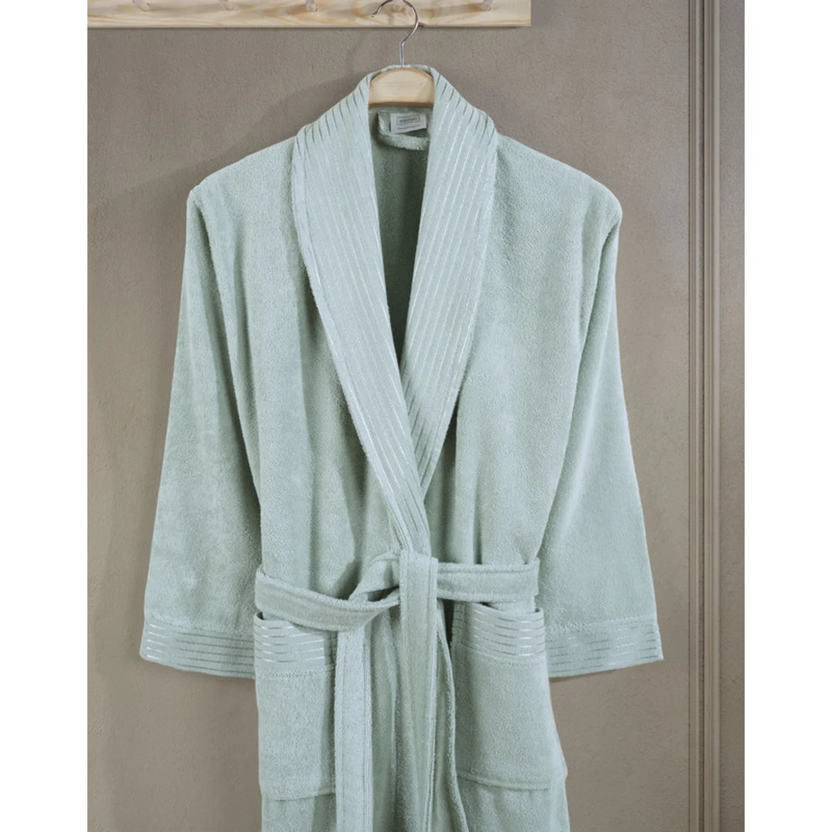 Manamo Jess Shawl Collar Bathrobe Cotton Cameo Green 2XL/3XL