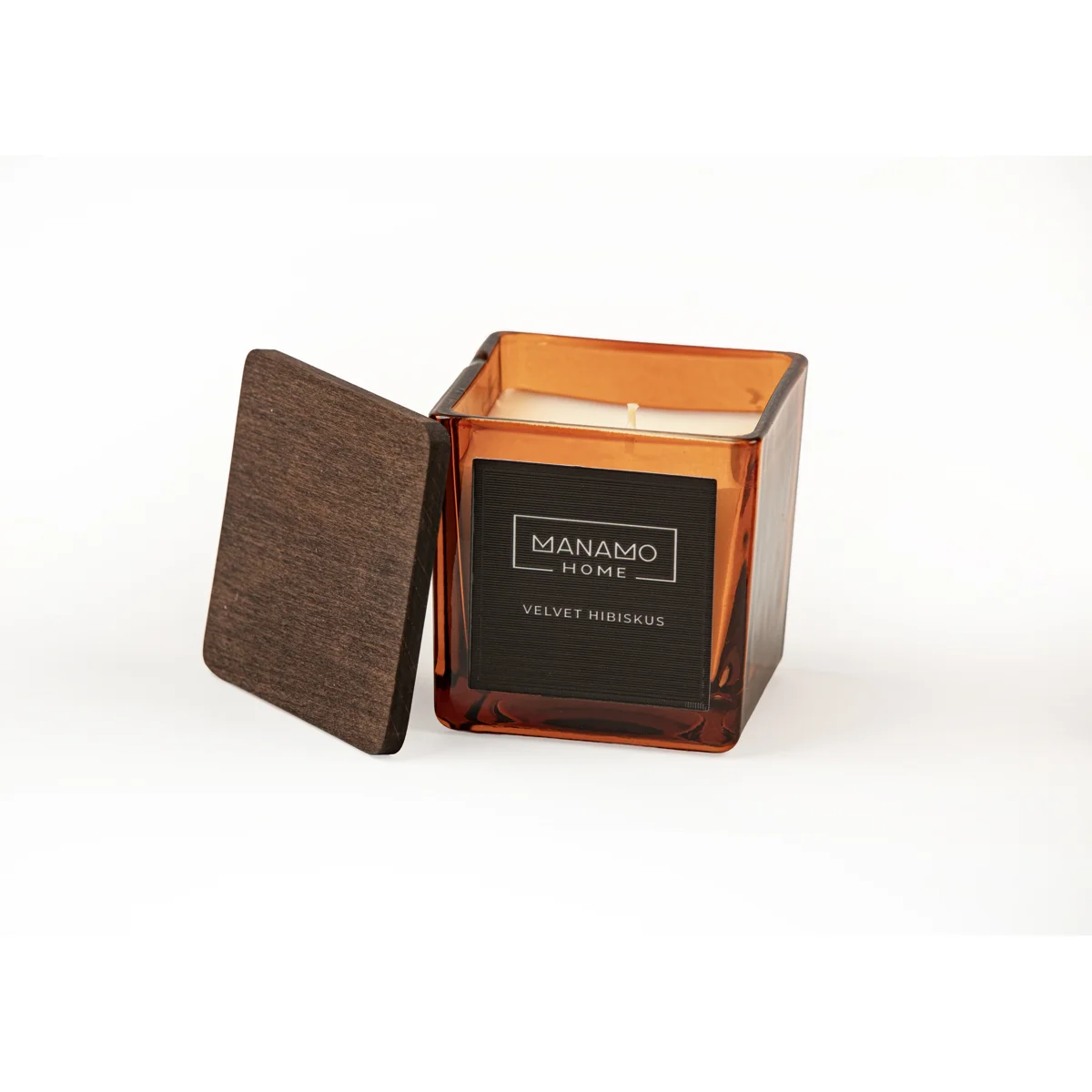 Manamo Velvet Hibiskus  Scented Candle With Wooden Lid  Brown 270 gr
