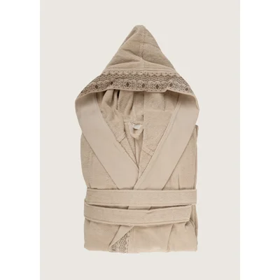 Manamo Blen Jacquard Hooded Bathrobe Cotton Linen L/XL