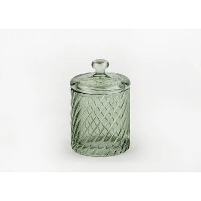 Manamo Pearl Cotton Cover Glass Green  10.2x10.2x15.3 cm