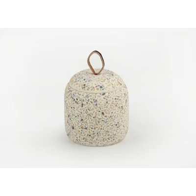 Manamo Karo Cotton Cover Polyresin / Terazzo Ecru  9.8x9.8x10.3 cm