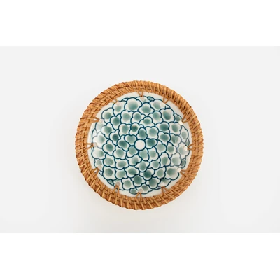 Manamo Elisa Plate Ceramic / Rattan Blue/White 20R