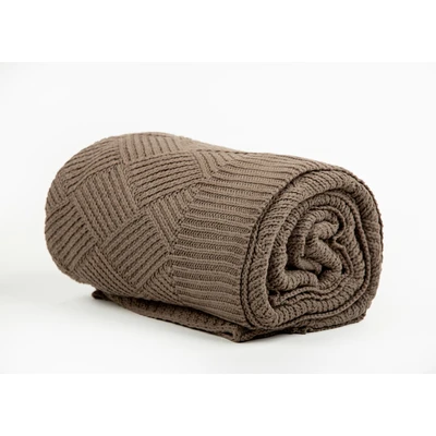 Manamo Diamond Knitted Bed Cover Acrylic Brown 220x240 cm
