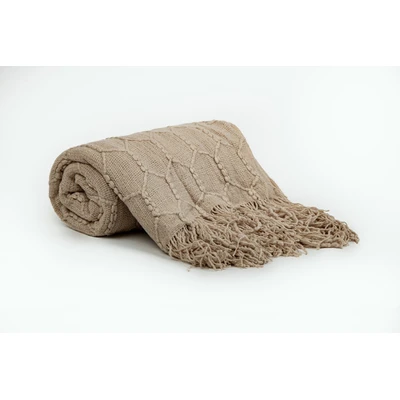 Manamo Honeycomb Throw Acrylic Beige 130x170 cm