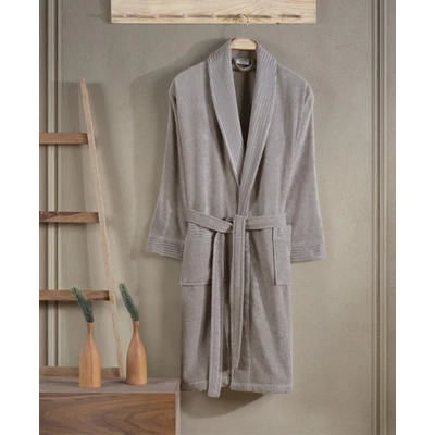Manamo Jess Shawl Collar Bathrobe Cotton Beige L/XL