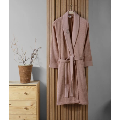 Manamo Tiny Rose Embroidered Bathrobe Cotton Blush 2XL/3XL