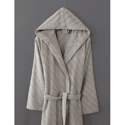 Manamo Dolce Bathrobe Cotton Vizon Jaqcuard Hooded L/XL