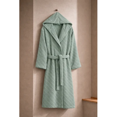 Manamo Dolce Bathrobe Cotton Cameo Jaqcuard Hooded 2XL/3XL