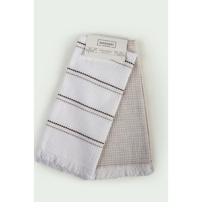 BAGGY - HARVEY JACQUARD KITCHEN TOWEL SET OF 2 BEIGE 50X70
