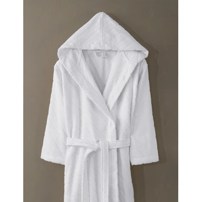 Manamo Dolce Bathrobe Cotton Ecru Jaqcuard Hooded 2XL/3XL