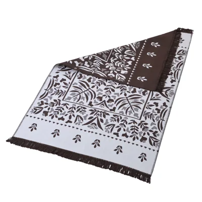 Manamo Leaf Fringed Rug Acrylic Brown 80x150 cm