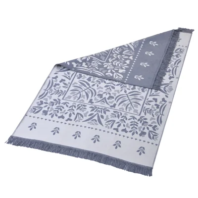 Manamo Leaf Fringed Rug Acrylic Grey 80x150 cm
