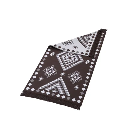 Manamo Geometric Fringed Rug Acrylic Brown 80x150 cm