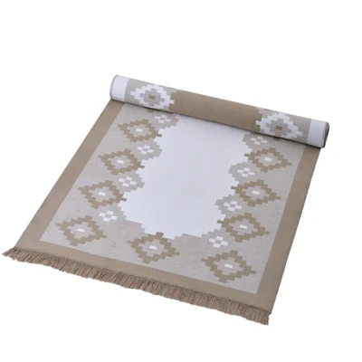 Manamo Square Fringed Rug Acrylic Beige 120x180 cm