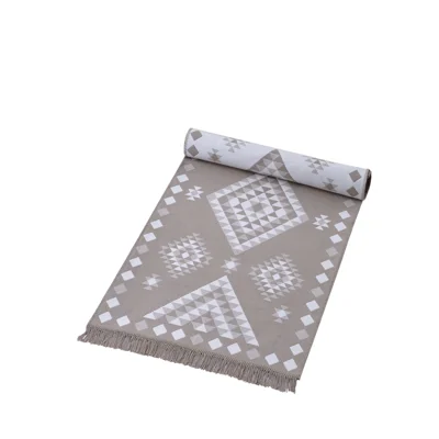 Manamo Geometric Fringed Rug Acrylic Beige 120x180 cm